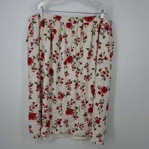 Old Navy Floral Print High Waisted Midi Length Swing Skirt Size 4X